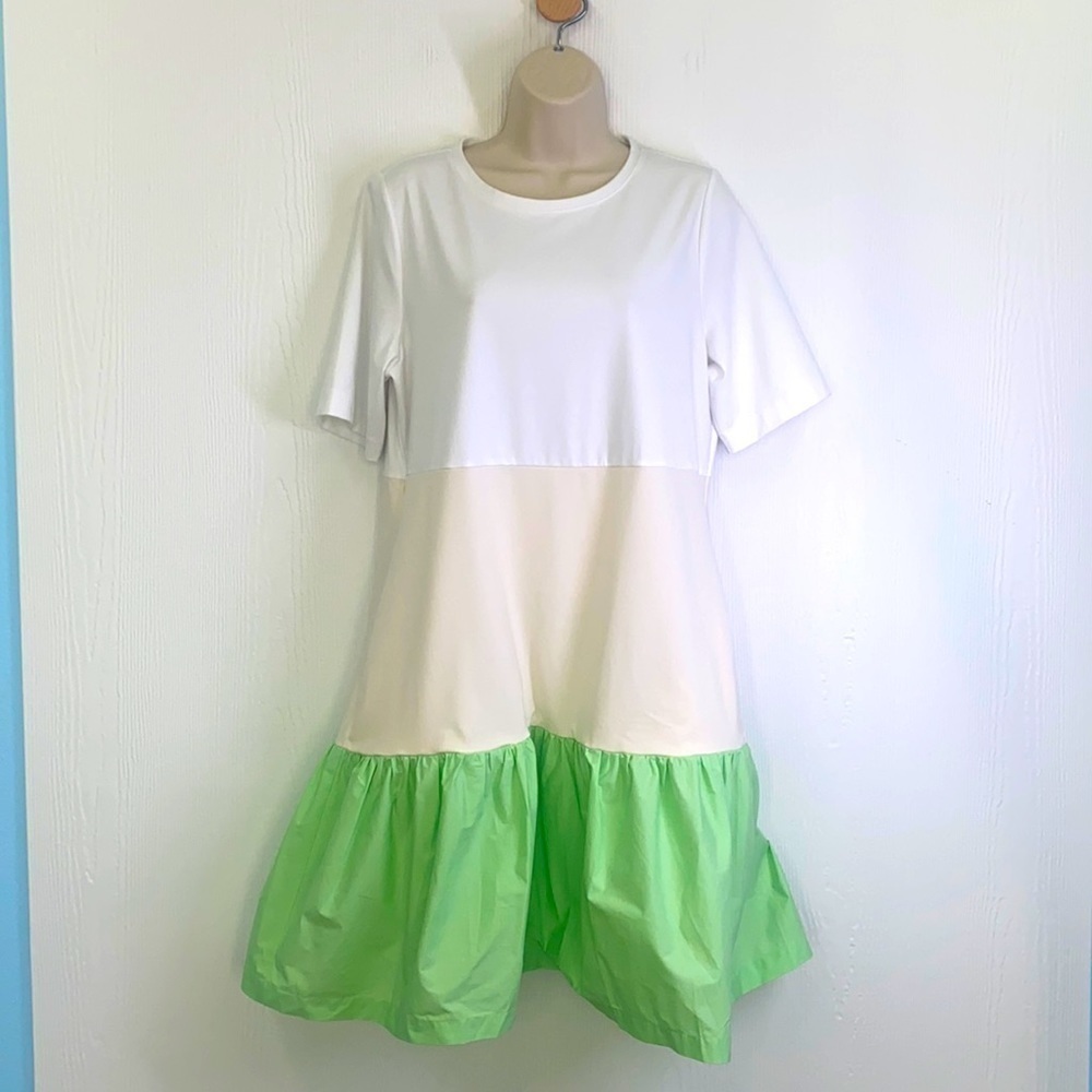 ALFANI - Color block Midi Short Sleeve Dress With Pockets Size Medium